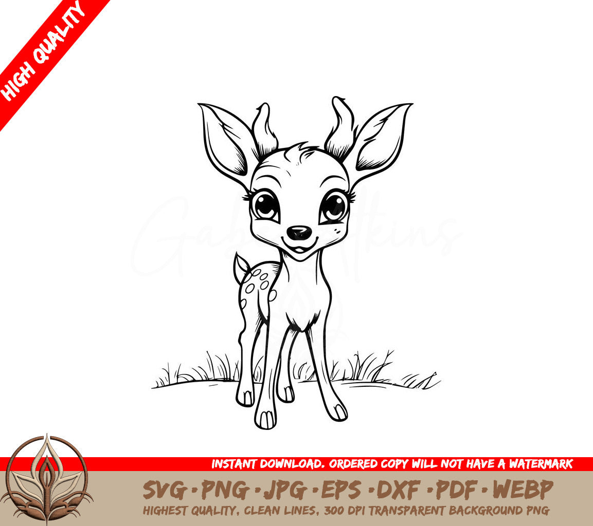 Wide Eyed Doe - Digital Design File (SVG, PNG, JPG, AI, PDF, DXF, EPS, WebP) 
