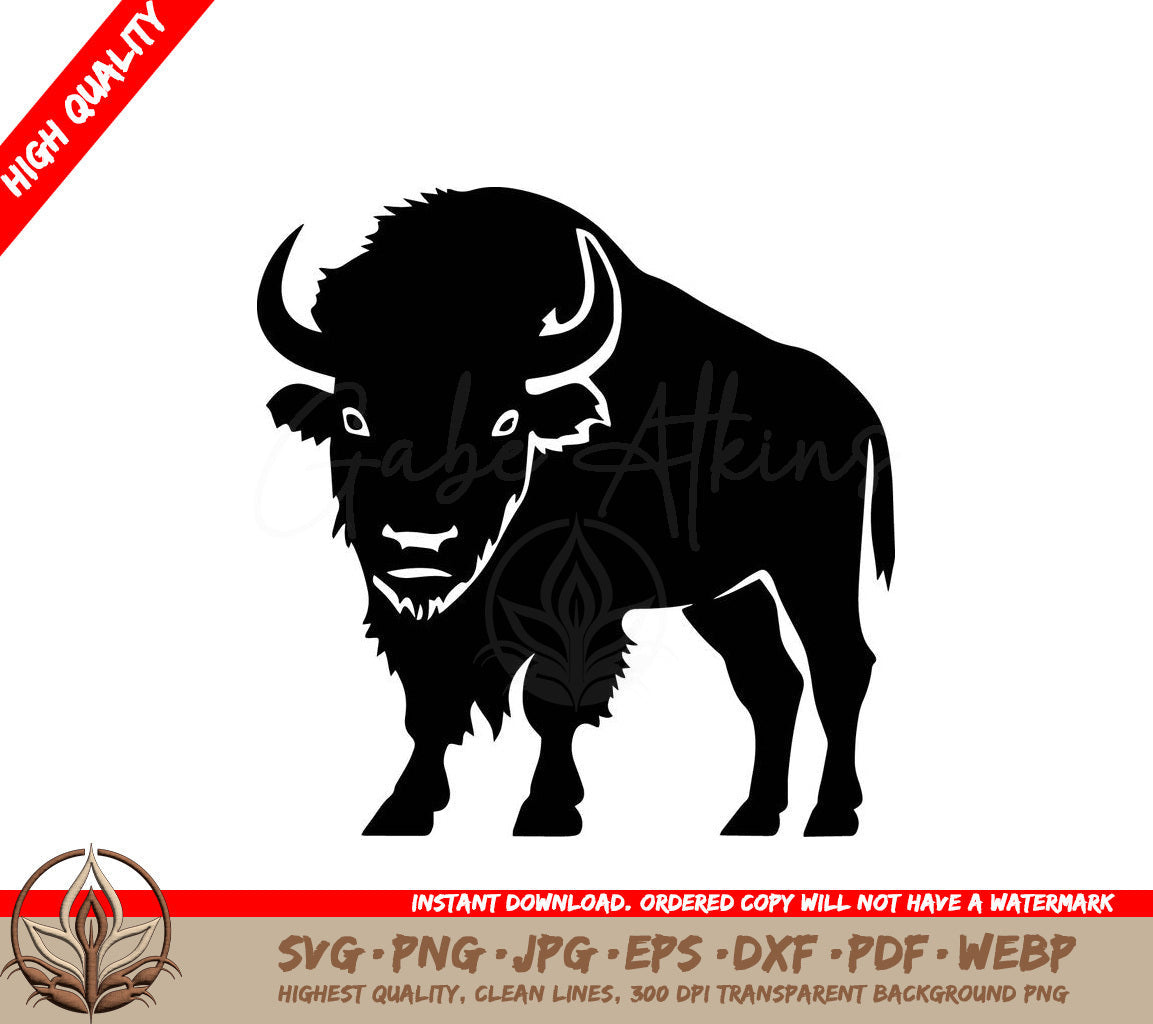 Wild Buffalo - Digital Design File (SVG, PNG, JPG, AI, PDF, DXF, EPS, WebP) 
