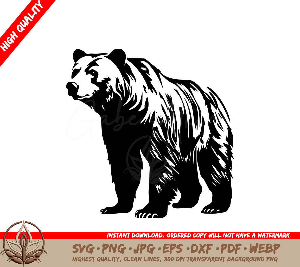 Wild Grizzly Bear - Digital Design in SVG, PNG, JPG, AI, PDF, DXF, EPS and WebP Formats 
