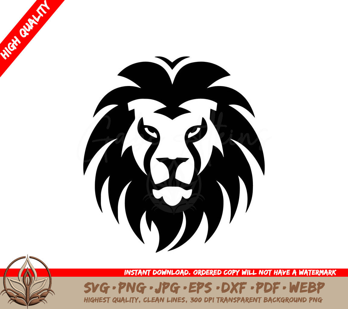 Wild Lion Head - Digital Download (SVG, PNG, JPG, AI, PDF, DXF, EPS, WebP) 
