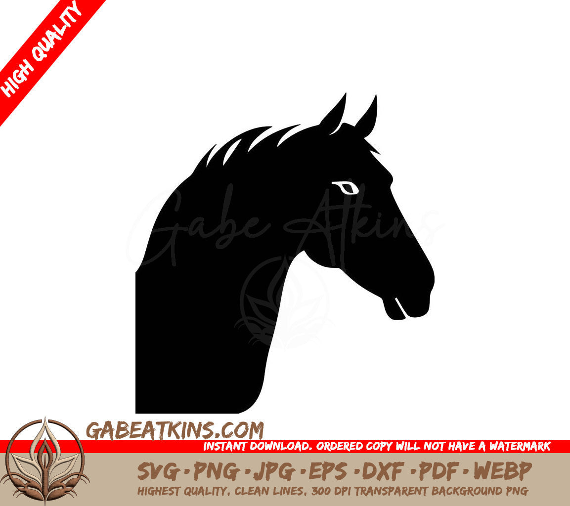 A Silhouette Of A Horses Head With The Letter D On Its Eye SVG - Wild Mustang SVG