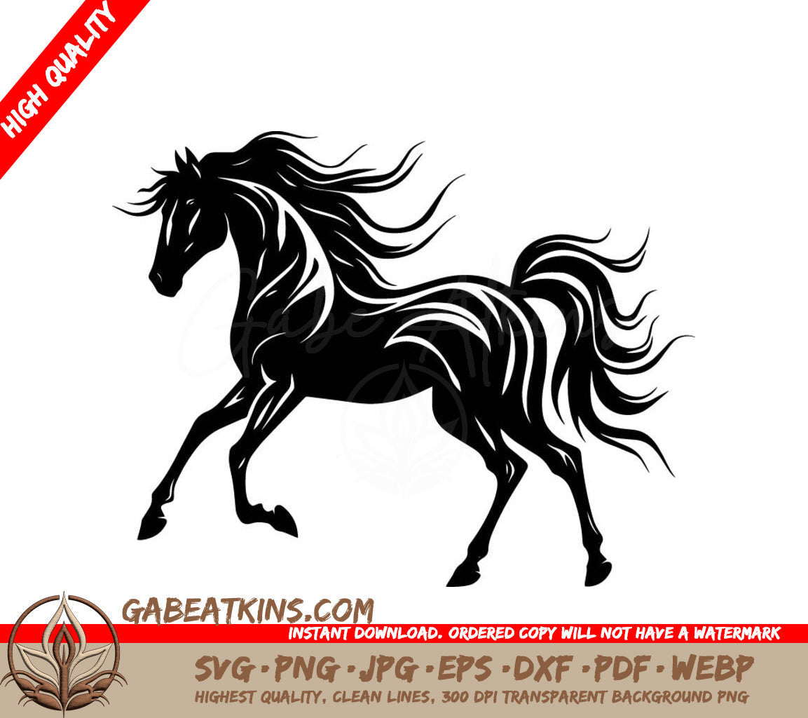  A Horse With A Long Mane SVG - Wild Stallion SVG