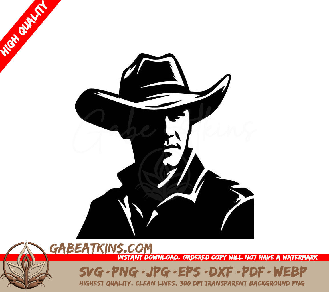  A Man Wearing A Cowboy Hat SVG - Wild West Gentleman SVG