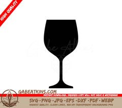 A Silhouette Of A Wine Glass On A White Background SVG - Wine Glass SVG