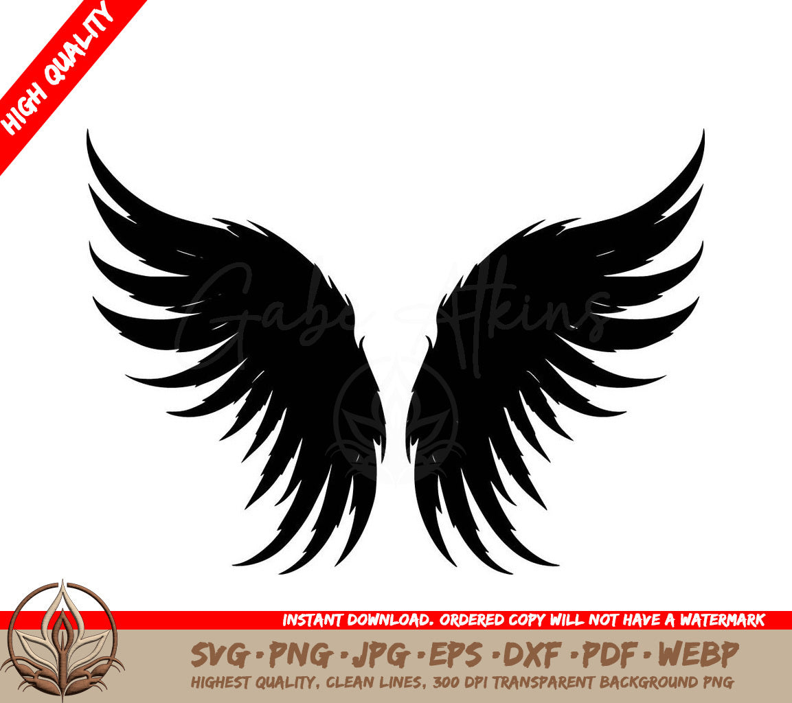 Wings Shape Digital Design File (SVG, PNG, JPG, AI, PDF, DXF, EPS, WebP) 
