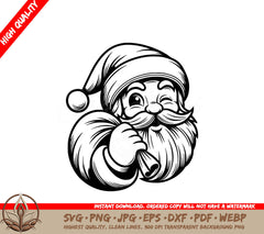 Winking Santa Digital Design - SVG, PNG, JPG, AI, PDF, DXF, EPS and WebP File Formats 
