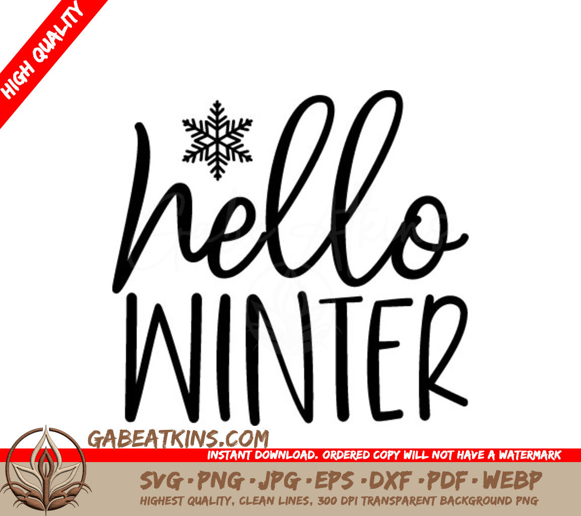 Hello Winter Snowflake SVG Design SVG