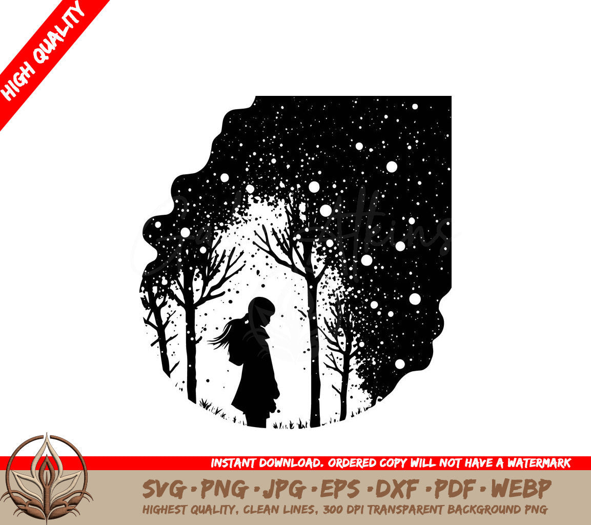 Winter Snowfall Walk Digital Design Cut File in SVG PNG JPG AI PDF DXF EPS WebP Formats 
