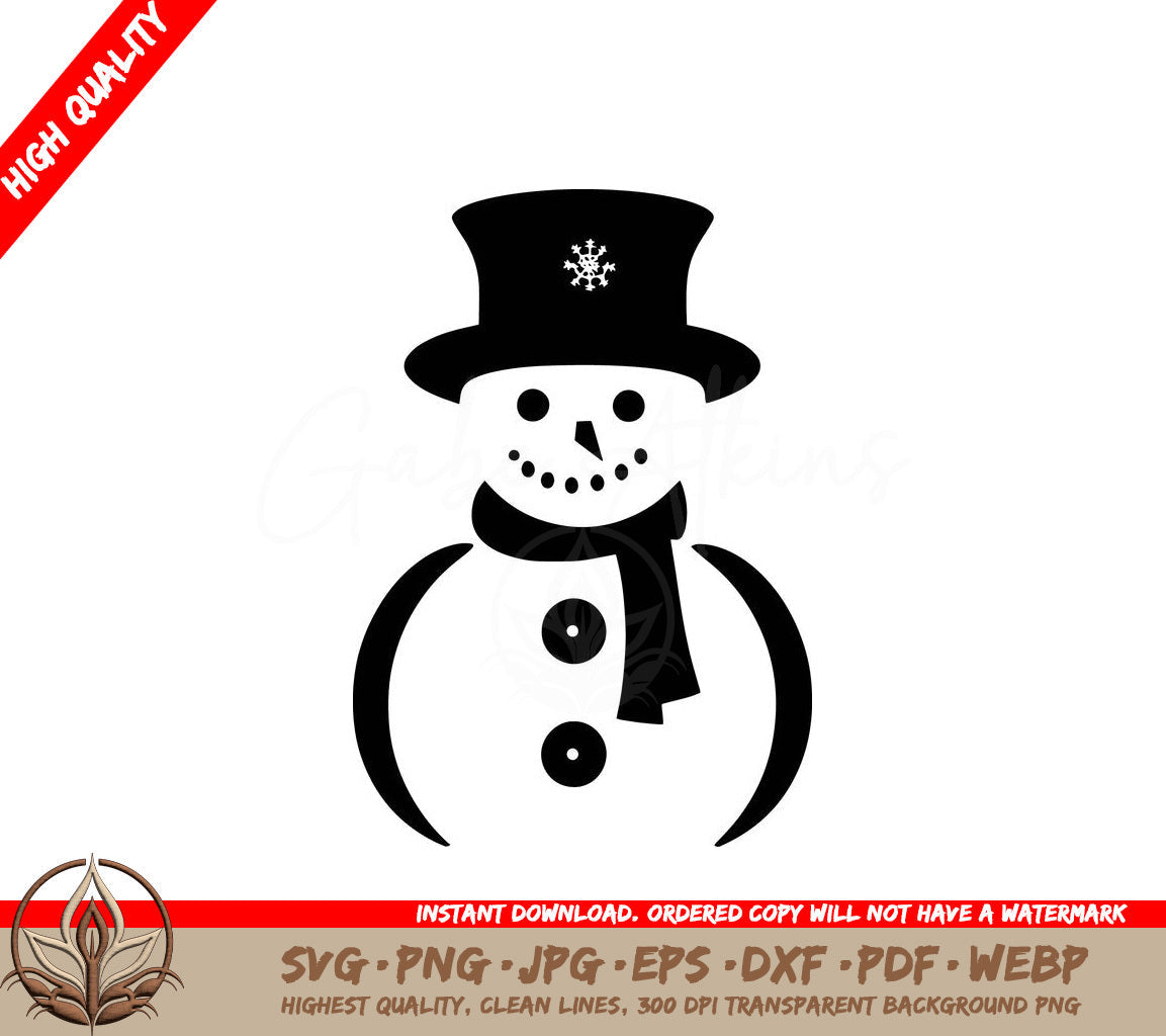 Winter Snowman Digital Design File in Multiple Formats (SVG, PNG, JPG, AI, PDF, DXF, EPS, WebP) 
