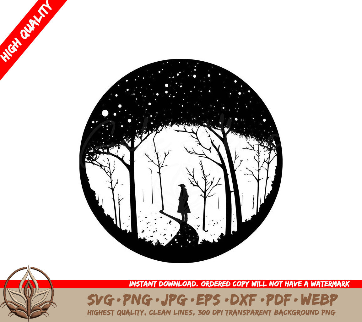 Winter Snowy Walk Digital Design File (SVG, PNG, JPG, AI, PDF, DXF, EPS, WebP) 
