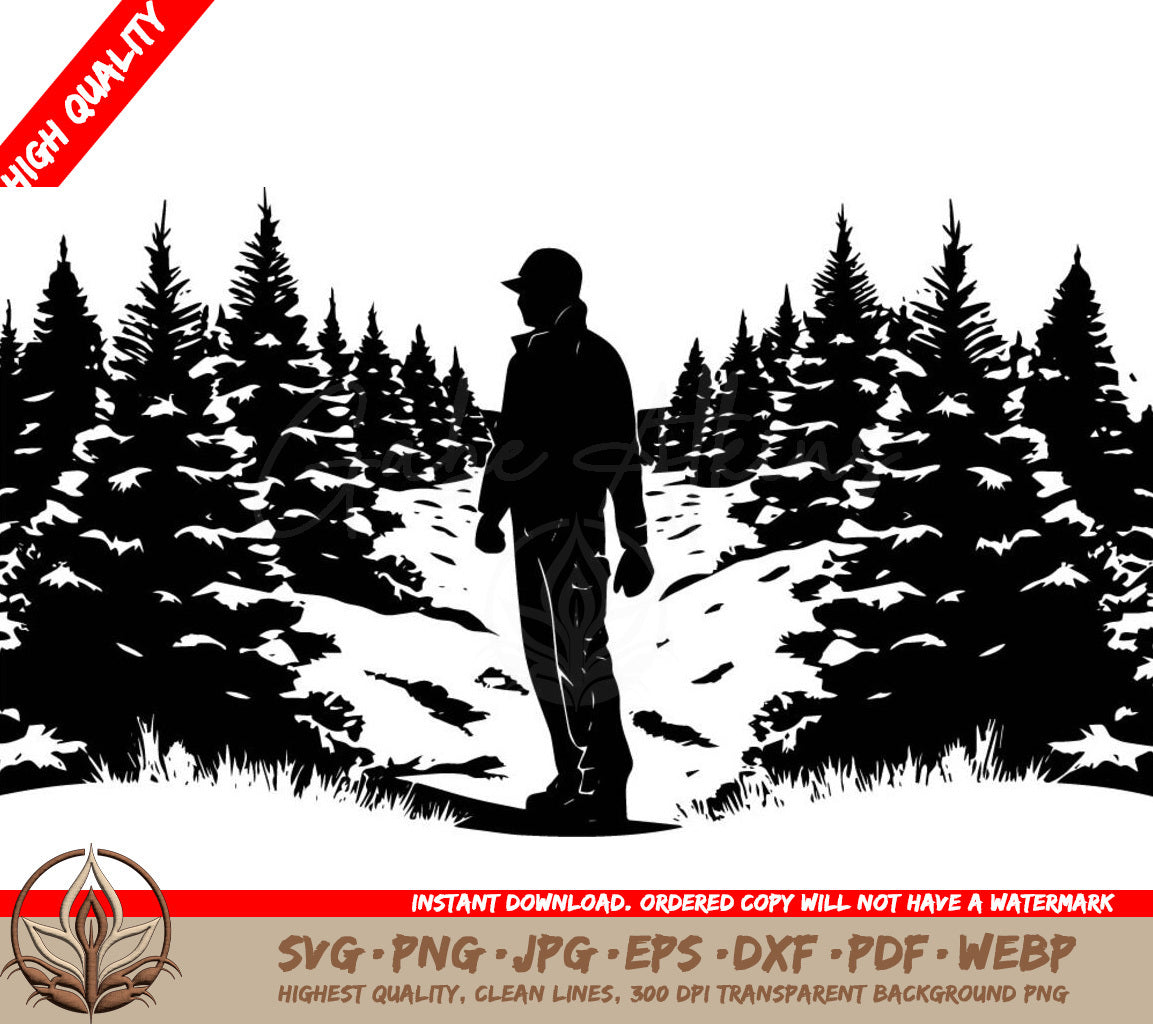 Winter Tree Farmer Digital Design Cut File in SVG, PNG, JPG, AI, PDF, DXF, EPS and WebP Formats 
