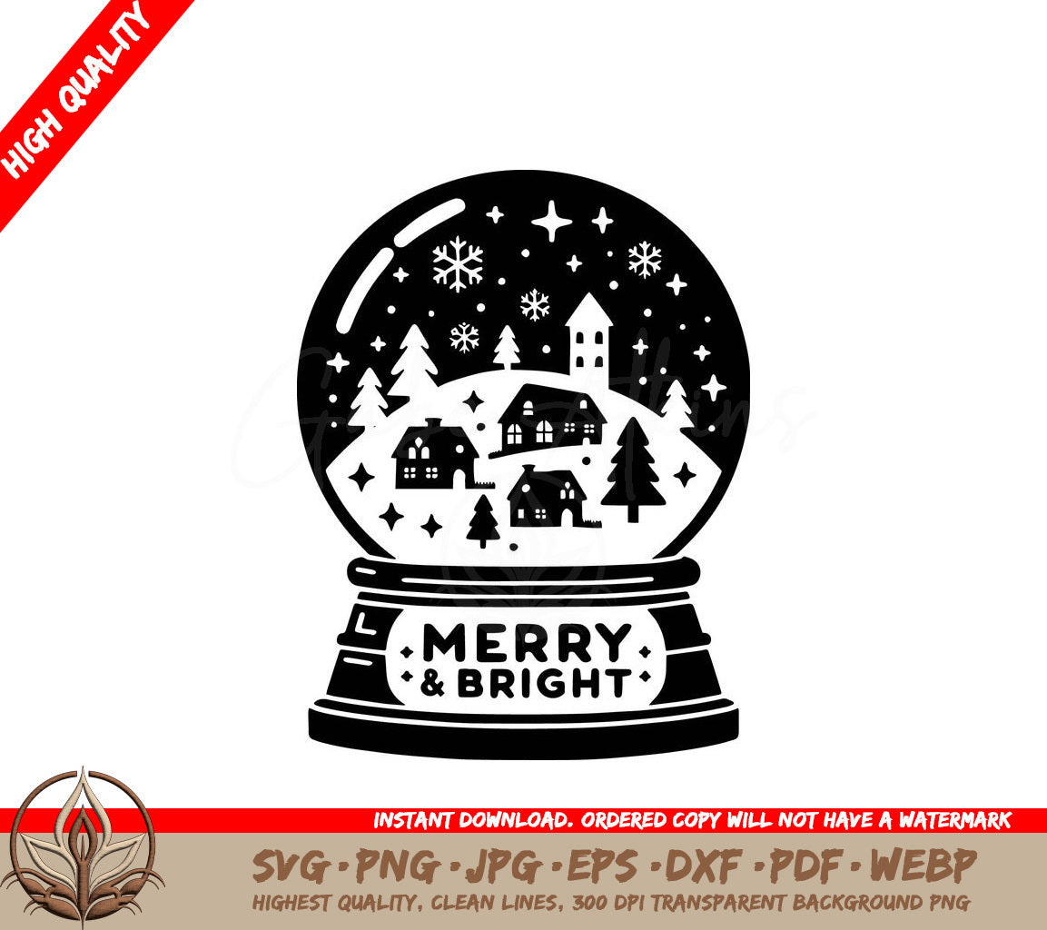 Winter Village Globe Digital Cut File in SVG, PNG, JPG, AI, PDF, DXF, EPS and WebP Formats 
