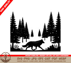 Winter Wolf Stroll Digital Design File in Multiple Formats 
