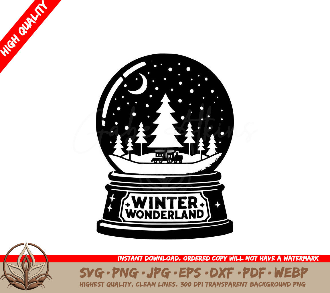 Winter Wonderland Globe: Digital Design File (SVG, PNG, JPG, AI, PDF, DXF, EPS, WebP) 
