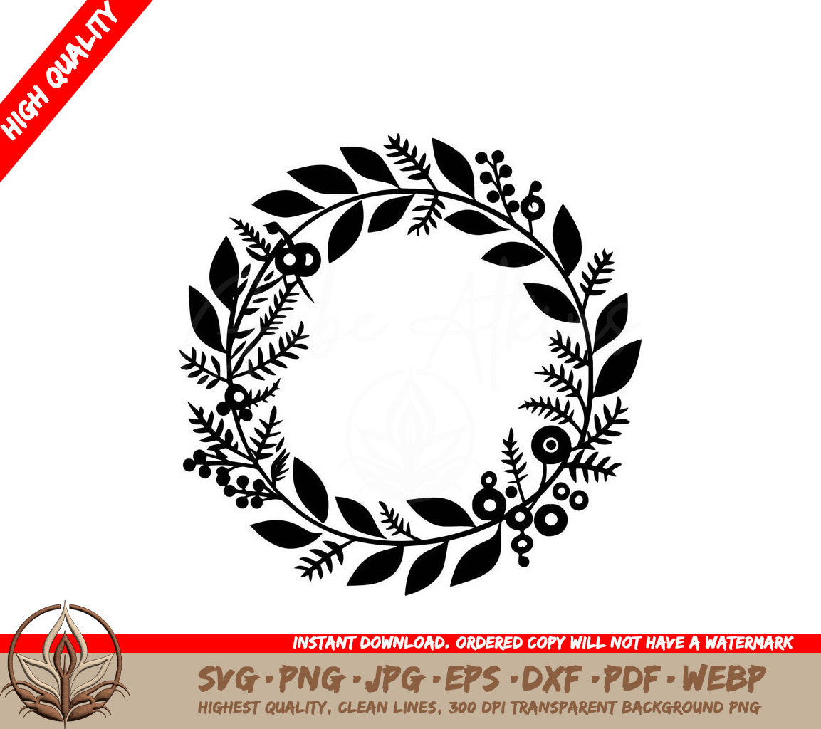 Winter Wreath - Digital Download (SVG, PNG, JPG, AI, PDF, DXF, EPS, WebP) 
