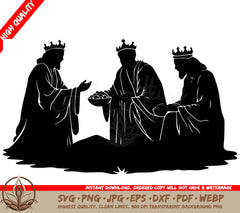 Wise Men with Gifts Digital Design File (SVG, PNG, JPG, AI, PDF, DXF, EPS, WebP) 
