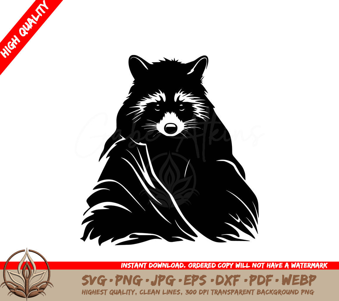 Wise Raccoon Digital Design File in Multiple Formats (SVG, PNG, JPG, AI, PDF, DXF, EPS, WebP) 
