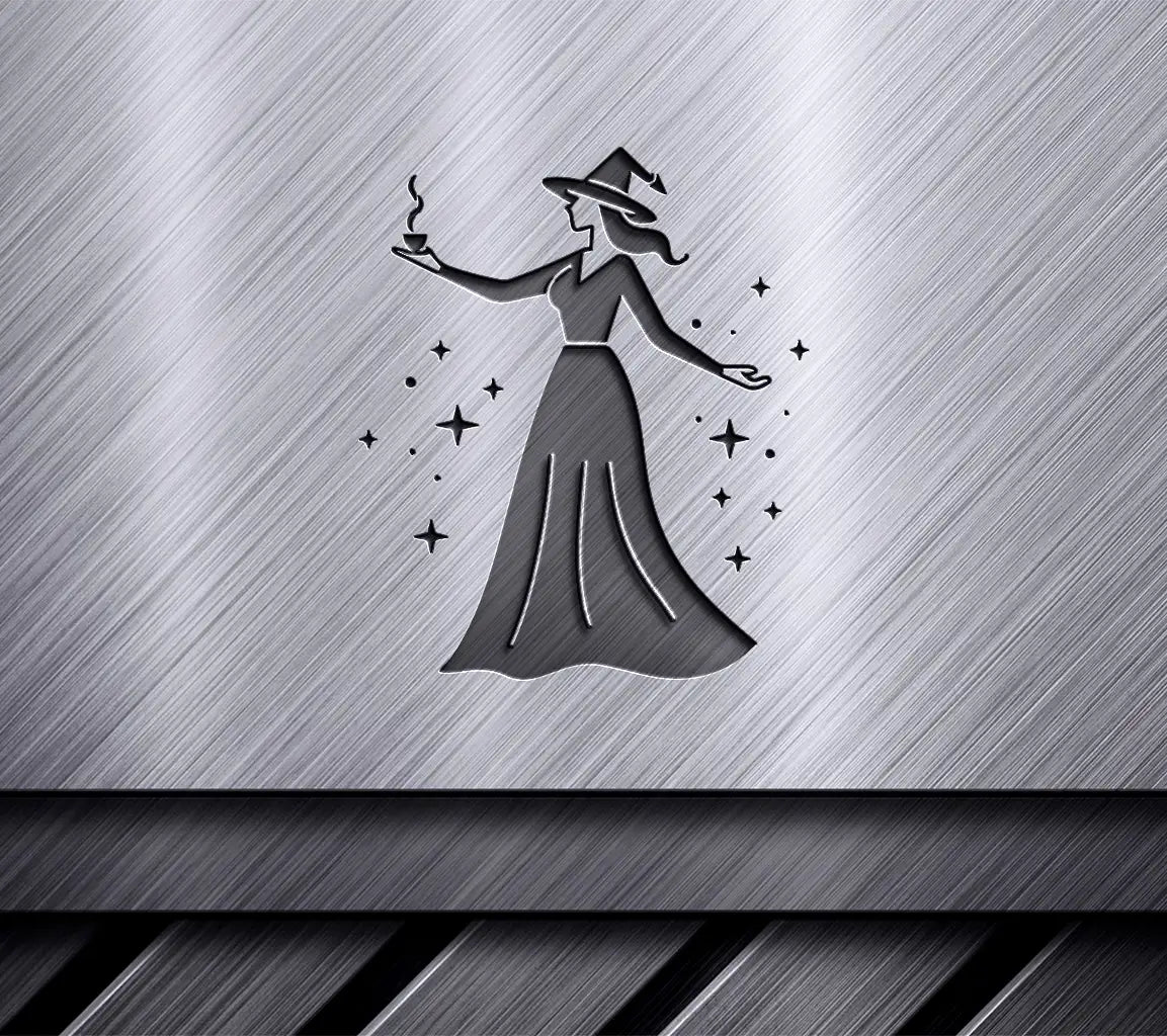  Witch Coffee Silhouette SVG - Steaming Cup & Stars SVG