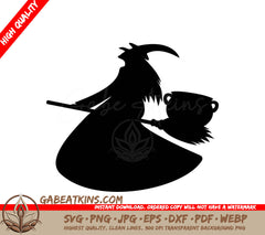 Halloween Witch Silhouette SVG Broom, Potion Pot & Spellbook SVG