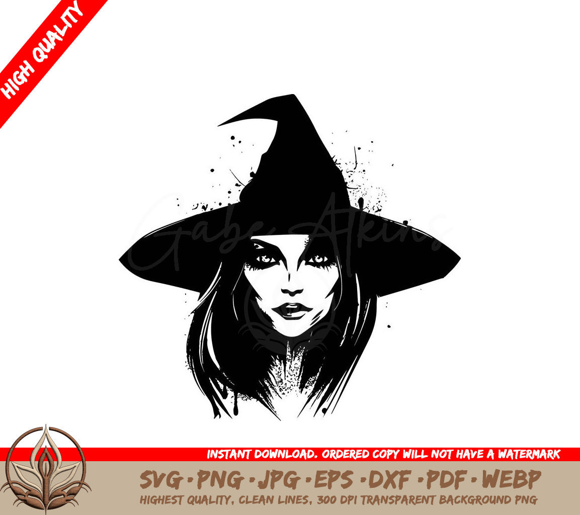 Witch Enchantress Digital Design in SVG, PNG, JPG, AI, PDF, DXF, EPS and WebP File Formats 
