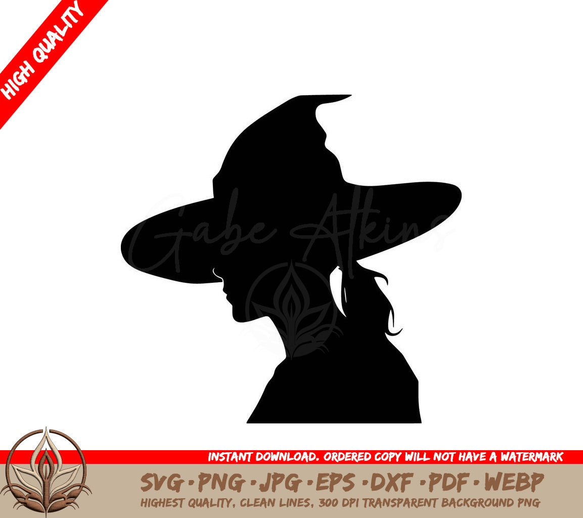 Witch Silhouette - Digital Download in Multiple File Formats (SVG, PNG, JPG, AI, PDF, DXF, EPS, WebP) 
