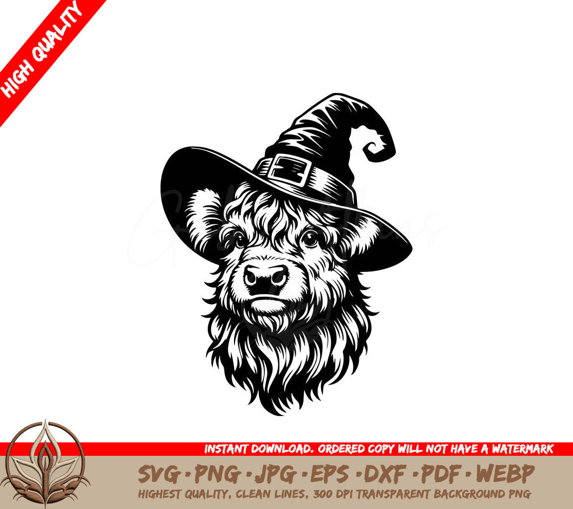 Witchy Cow Digital Design File (SVG, PNG, JPG, AI, PDF, DXF, EPS  WebP) 
