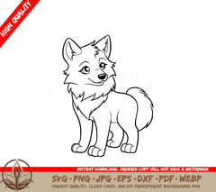 Wolf Pup Digital Design File (SVG, PNG, JPG, AI, PDF, DXF, EPS, WebP) 
