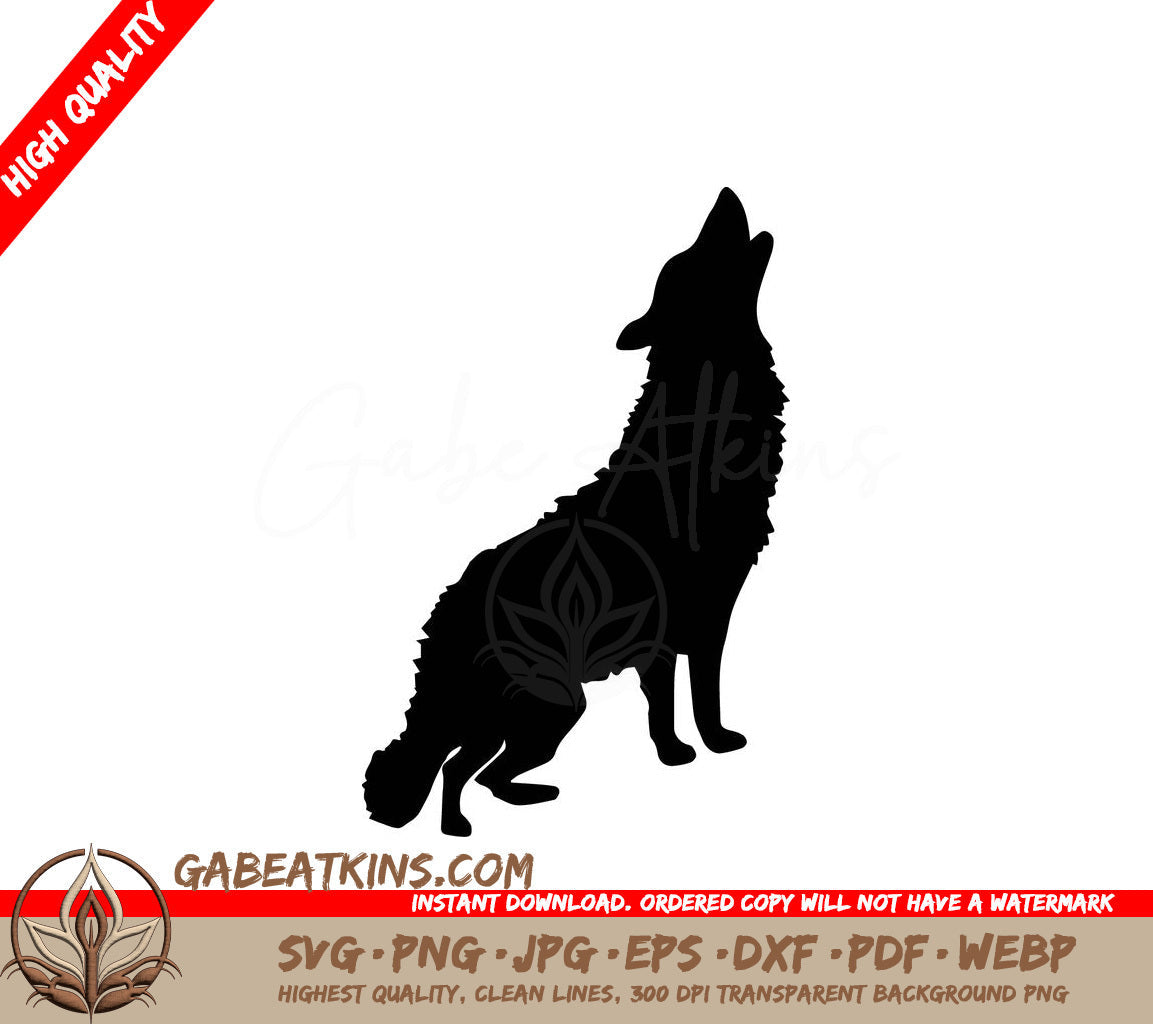 A Silhouette Of A Wolf Howling With Its Mouth Open SVG - Wolf SVG SVG