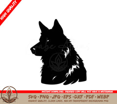 Wolf Silhouette Digital Design Cut File for Cricut and Silhouette in SVG, PNG, JPG, AI, PDF, DXF, EPS and WebP File Formats 
