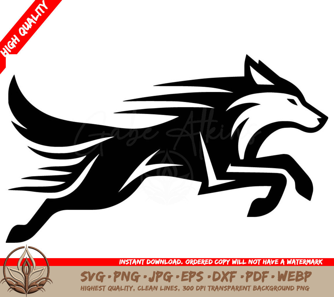 Wolf on the Run Digital Design File (SVG, PNG, JPG, AI, PDF, DXF, EPS, WebP) 
