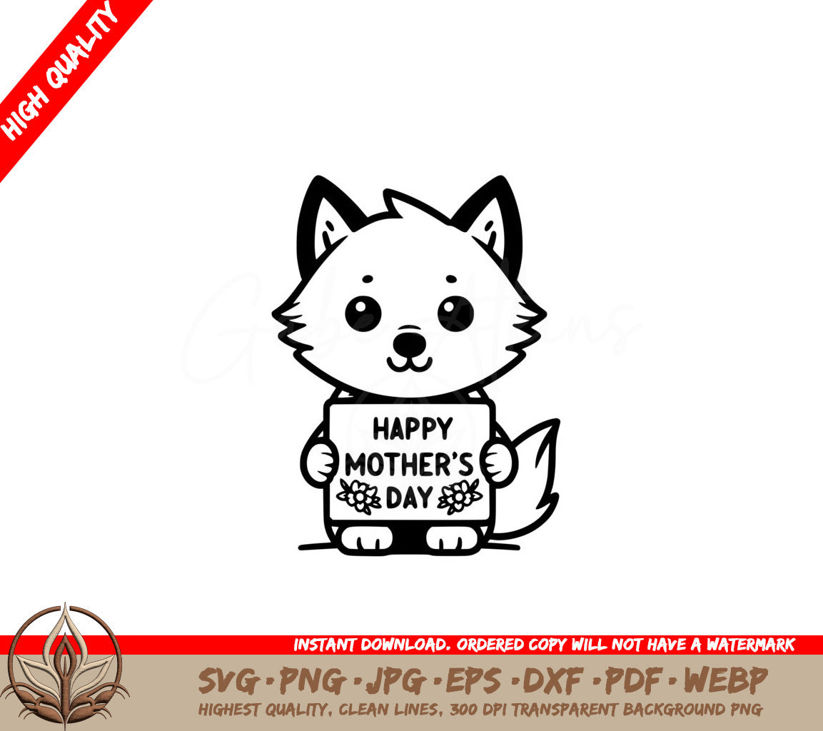 Wolfs Mothers Day Greeting SVG 
