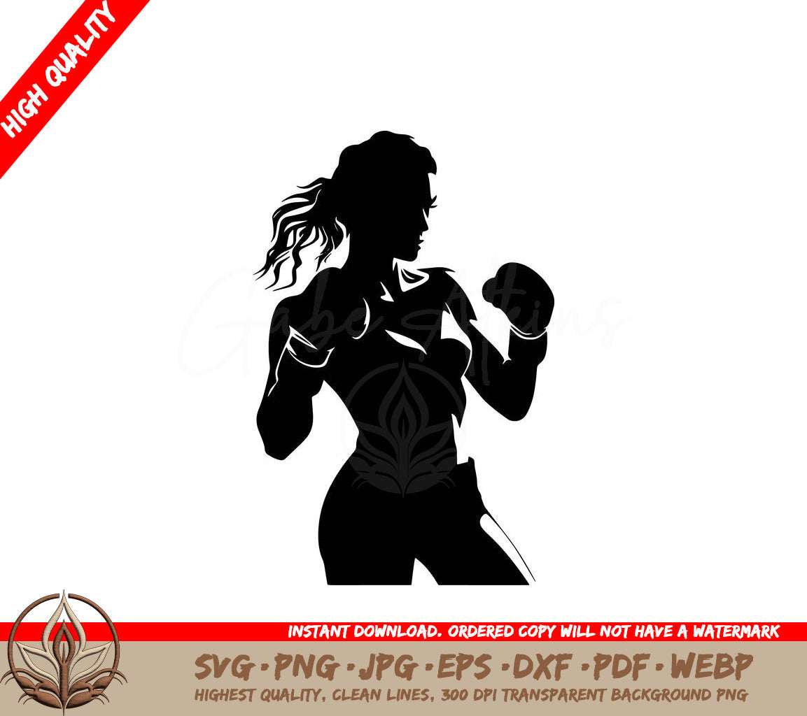 Woman Boxing Digital Design in Multiple File Formats (SVG, PNG, JPG, AI, PDF, DXF, EPS, WebP) 
