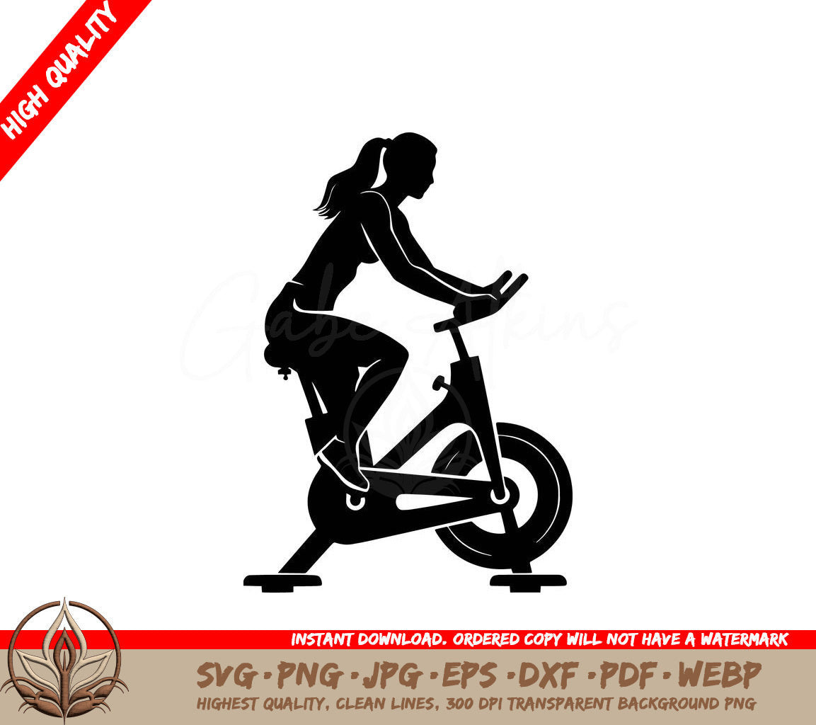 Woman Cycling - Digital Illustration in Multiple File Formats 
