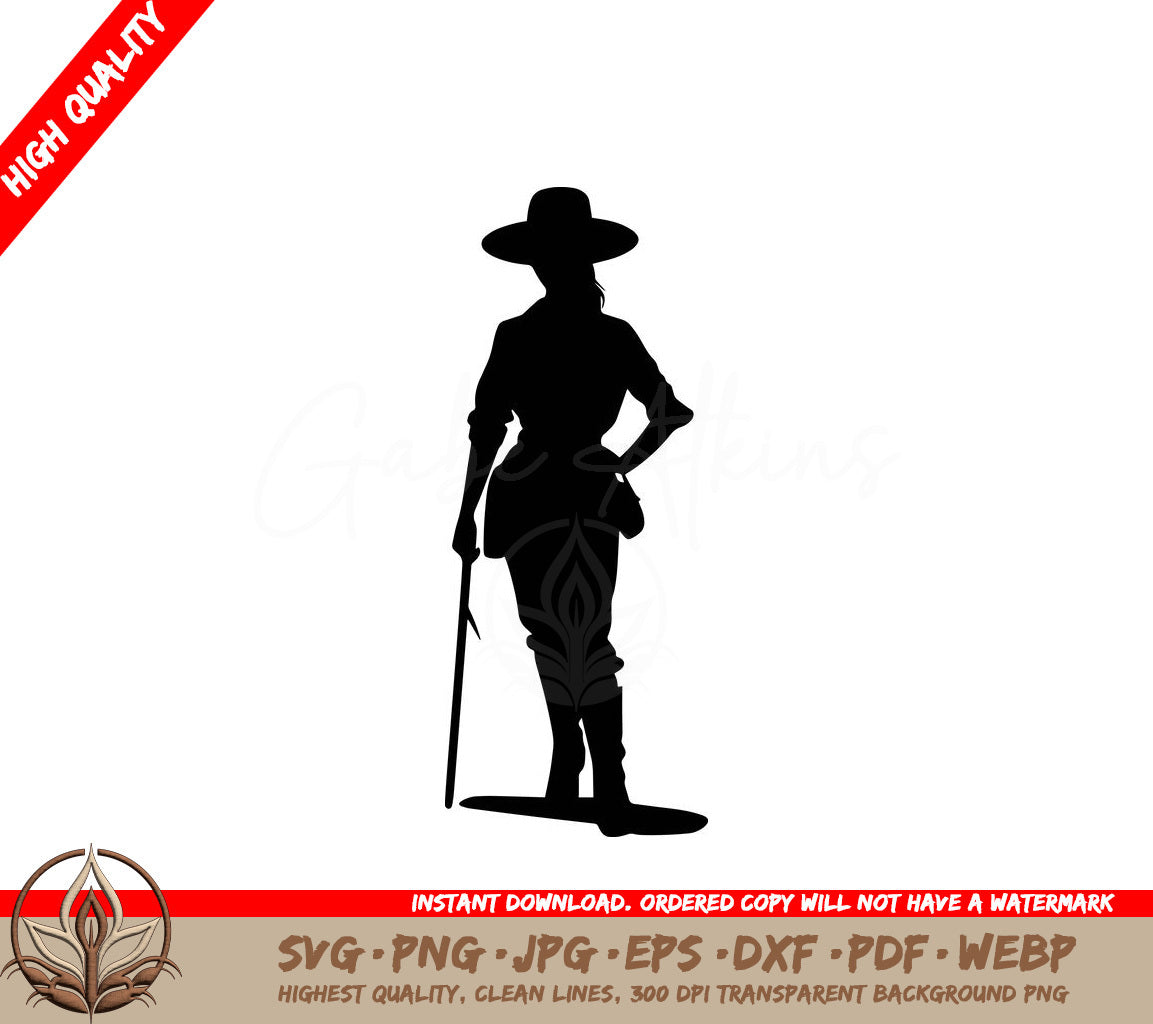 Woman Explorer - Digital Design File (SVG, PNG, JPG, AI, PDF, DXF, EPS, WebP) 
