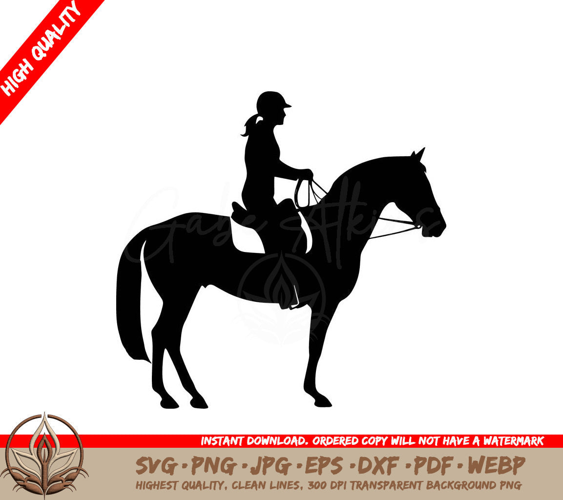 Woman Horse and Rider Digital Design File in Multiple Formats 
