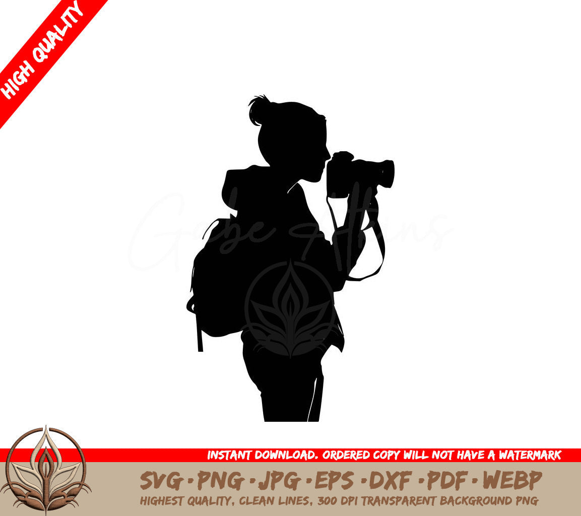 Woman Photographer Digital Design File in Multiple Formats 
