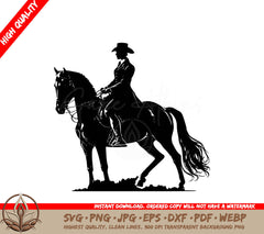 Woman Riding Horse Digital Design in Multiple File Formats (SVG, PNG, JPG, AI, PDF, DXF, EPS, WebP) 
