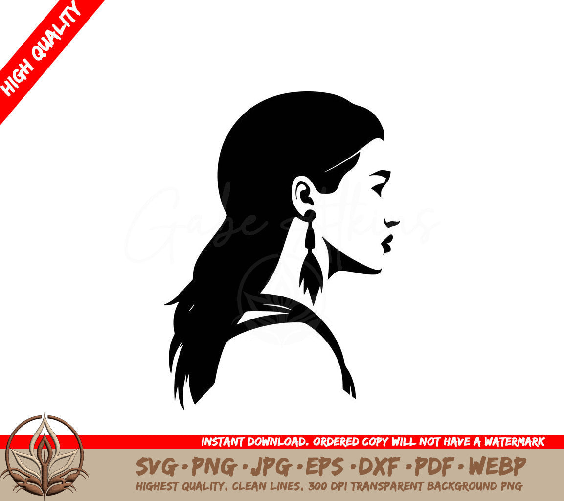 Woman Side Profile Digital Design in Multiple File Formats (SVG, PNG, JPG, AI, PDF, DXF, EPS, WebP) 
