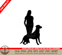 Woman Vet and Dog Digital Design File (SVG, PNG, JPG, AI, PDF, DXF, EPS, WebP) 
