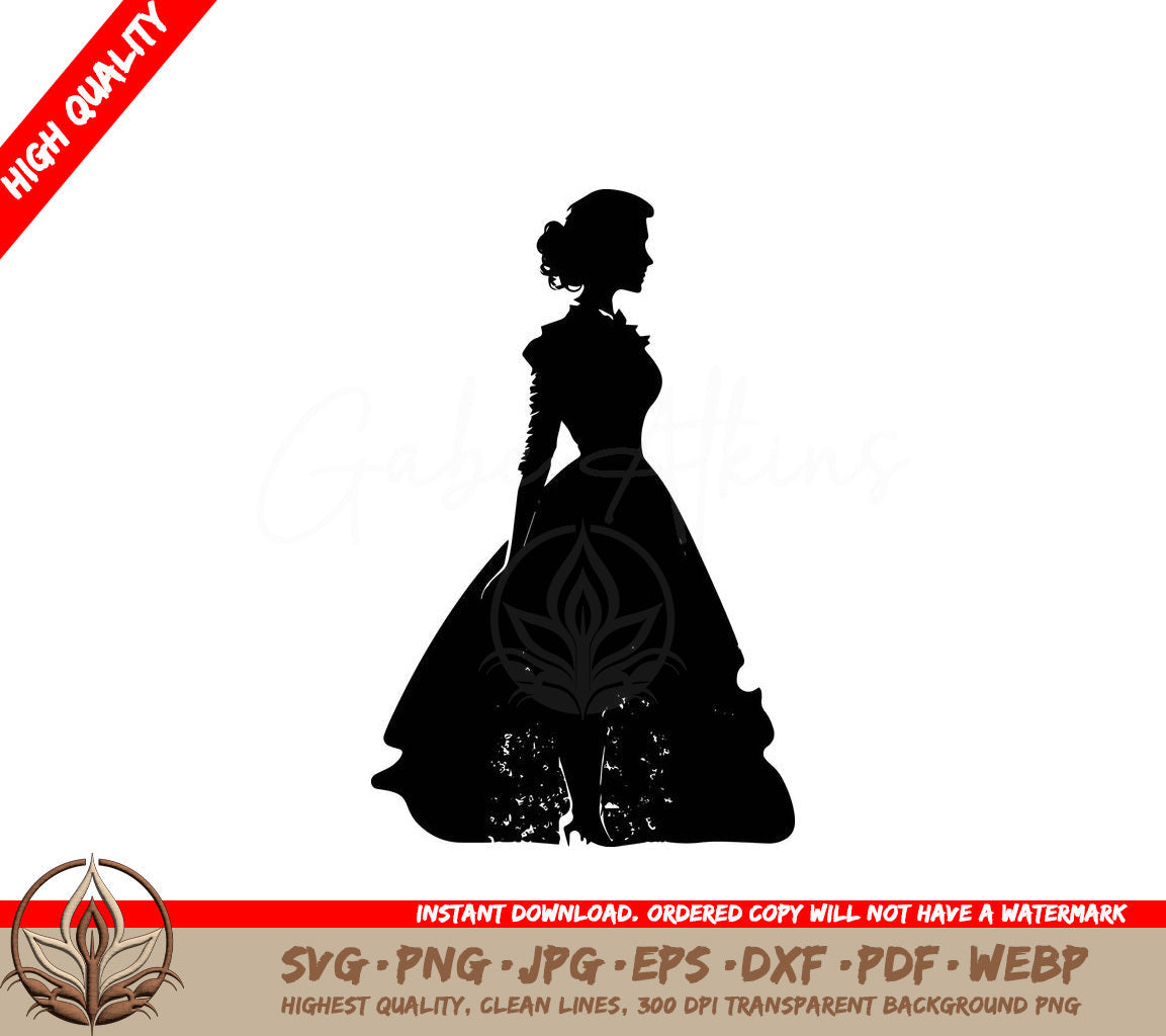 Woman in Dress Digital Design in Multiple File Formats (SVG, PNG, JPG, AI, PDF, DXF, EPS, WebP) 
