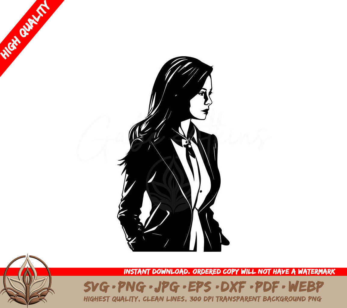 Woman in a Suit - Digital Design in Multiple File Formats (SVG, PNG, JPG, AI, PDF, DXF, EPS, WebP) 
