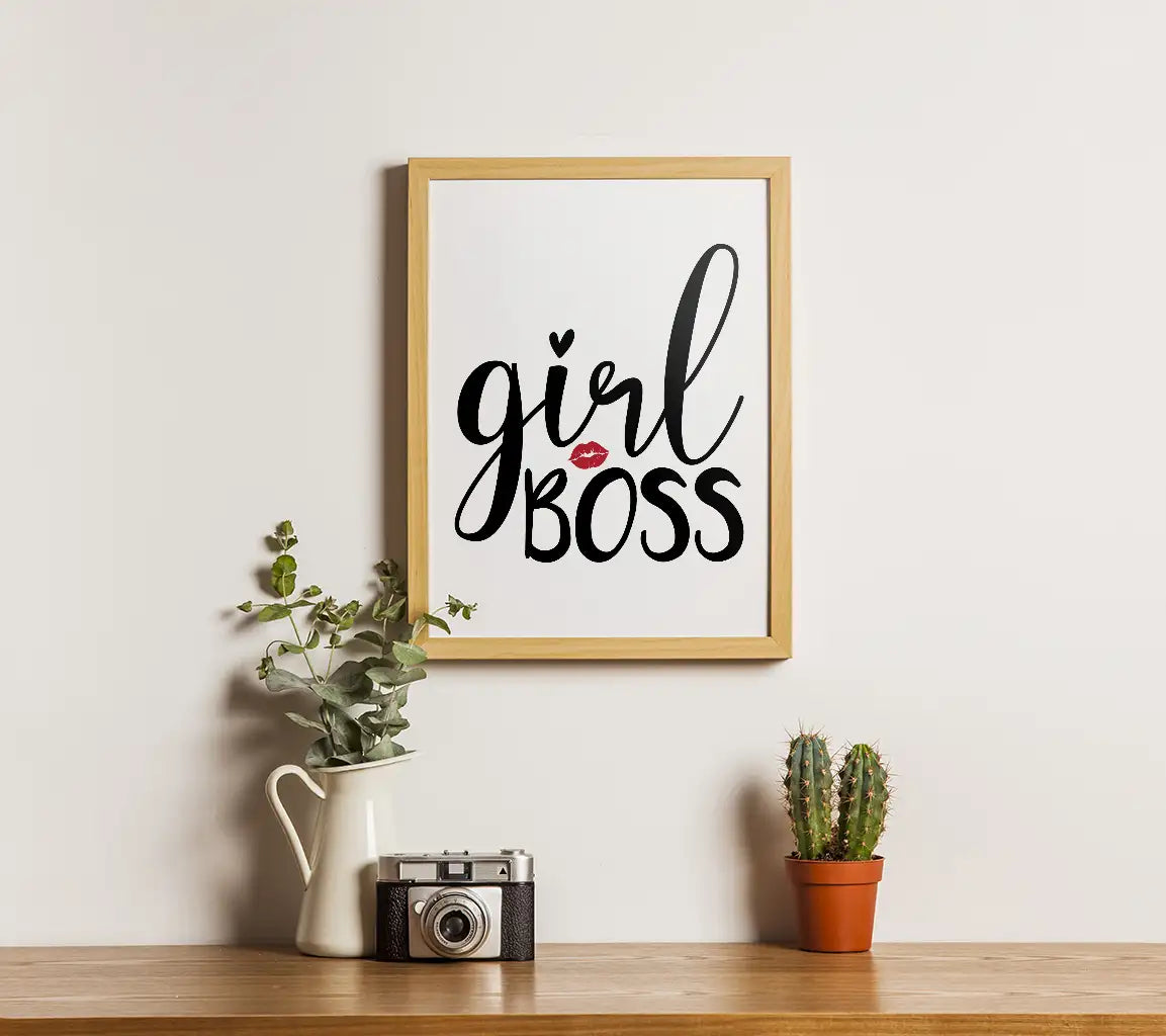 Girl Boss Red Lips & Heart SVG - Womens Day Design SVG