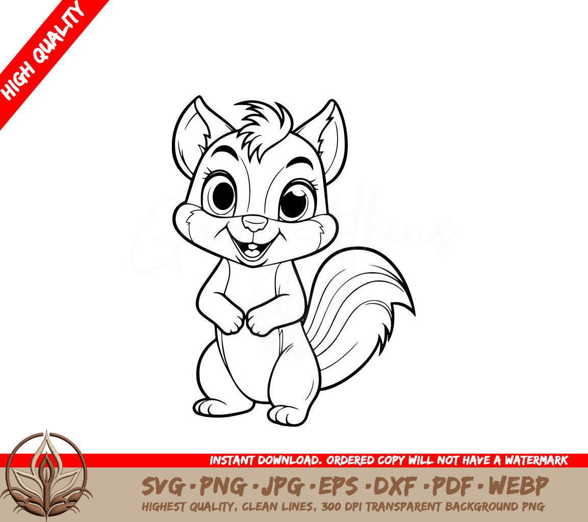 Woodland Chipmunk Digital Design in Multiple File Formats (SVG, PNG, JPG, AI, PDF, DXF, EPS, WebP) 
