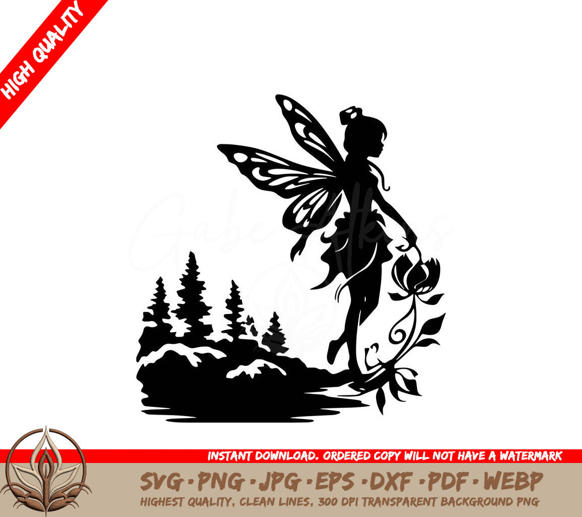 Woodland Fairy - Digital Design in Multiple File Formats (SVG, PNG, JPG, AI, PDF, DXF, EPS, WebP) 
