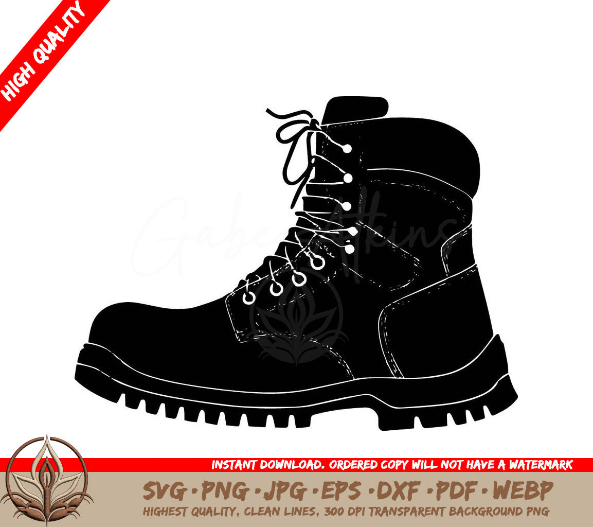 Work Boots Digital Design File (SVG, PNG, JPG, AI, PDF, DXF, EPS, WebP) 
