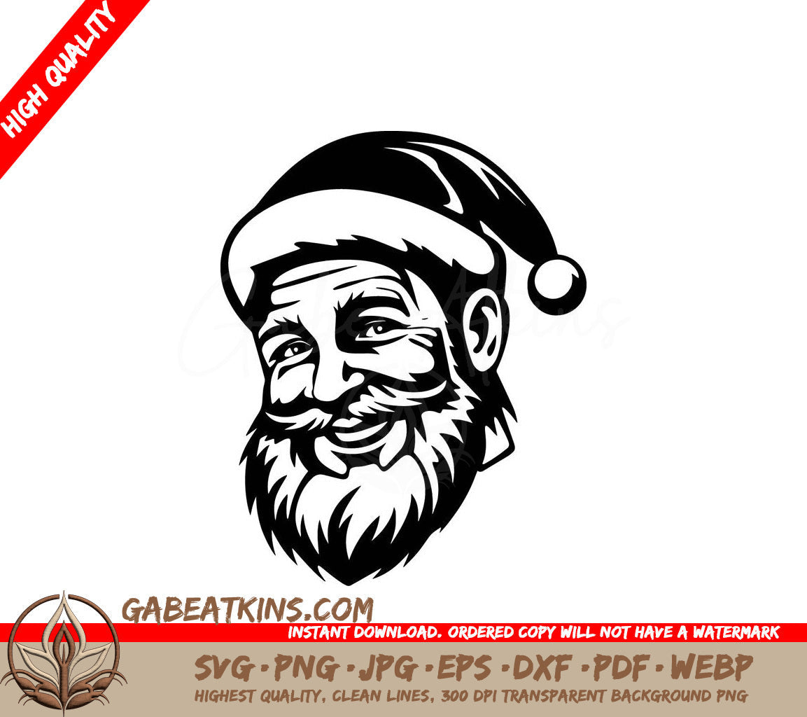  A Man With A Beard Wearing A Santa Hat SVG - Young Santa SVG