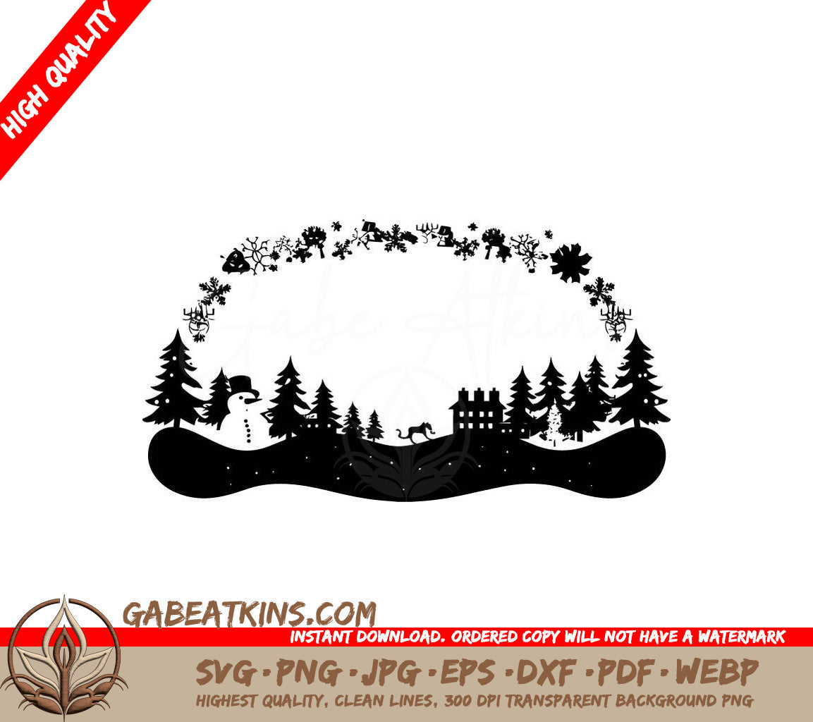  Christmas Silhouette SVG - Trees, Snowman, House & Horse SVG