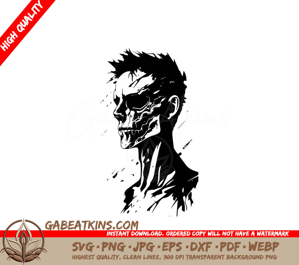  A Man With A Skull On His Face SVG - Zombie Man SVG