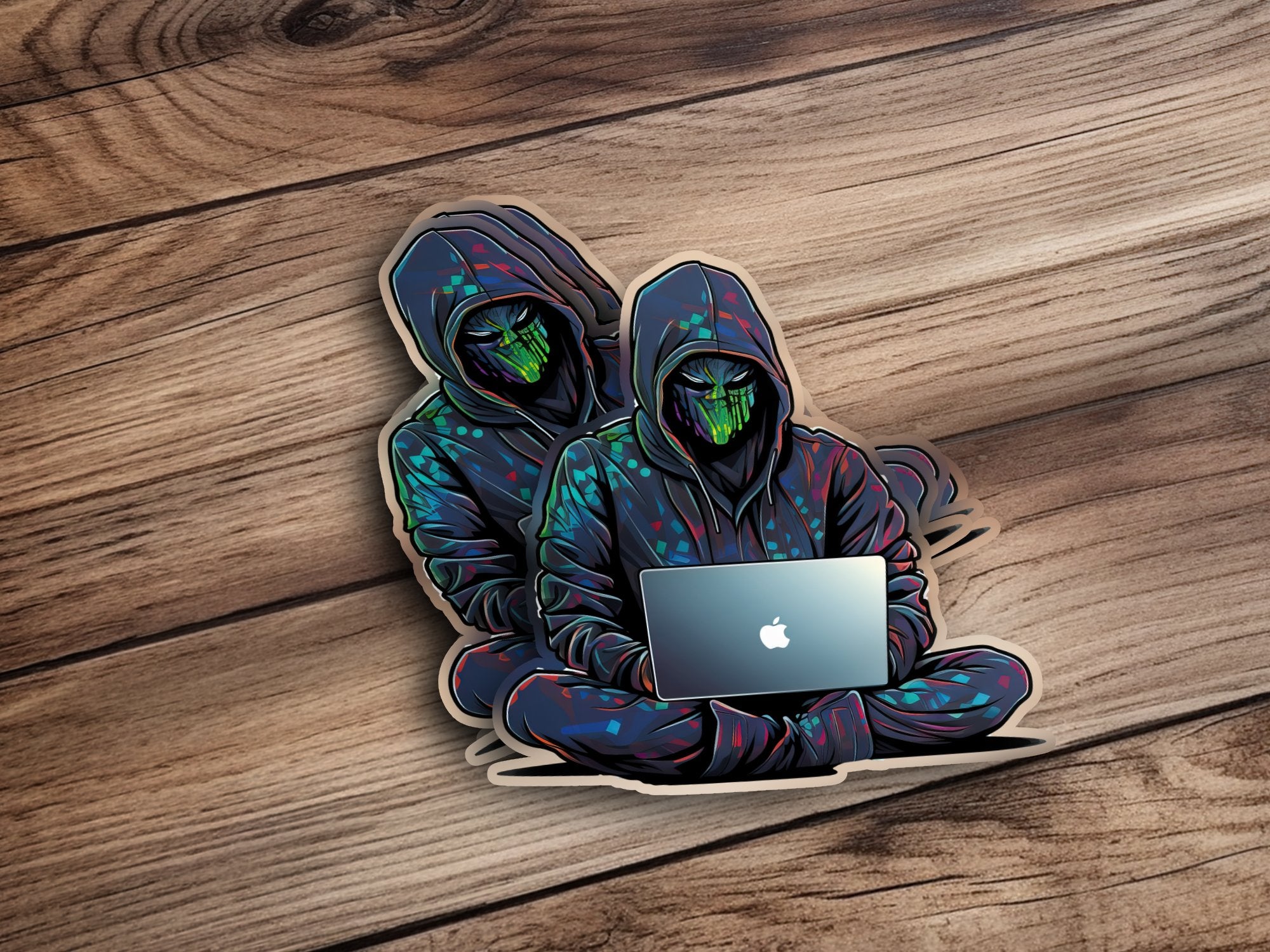 InfoSec Cyberpunk Cyborg working on a Macbok Sticker, Laptop Decal, Ma | Macbok Sticker, Laptop Decal, Macbook Decal, Sticker