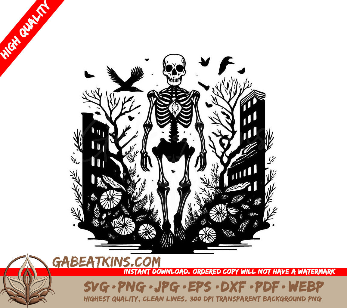 Abandoned City Skeleton SVG -  Drawing SVG